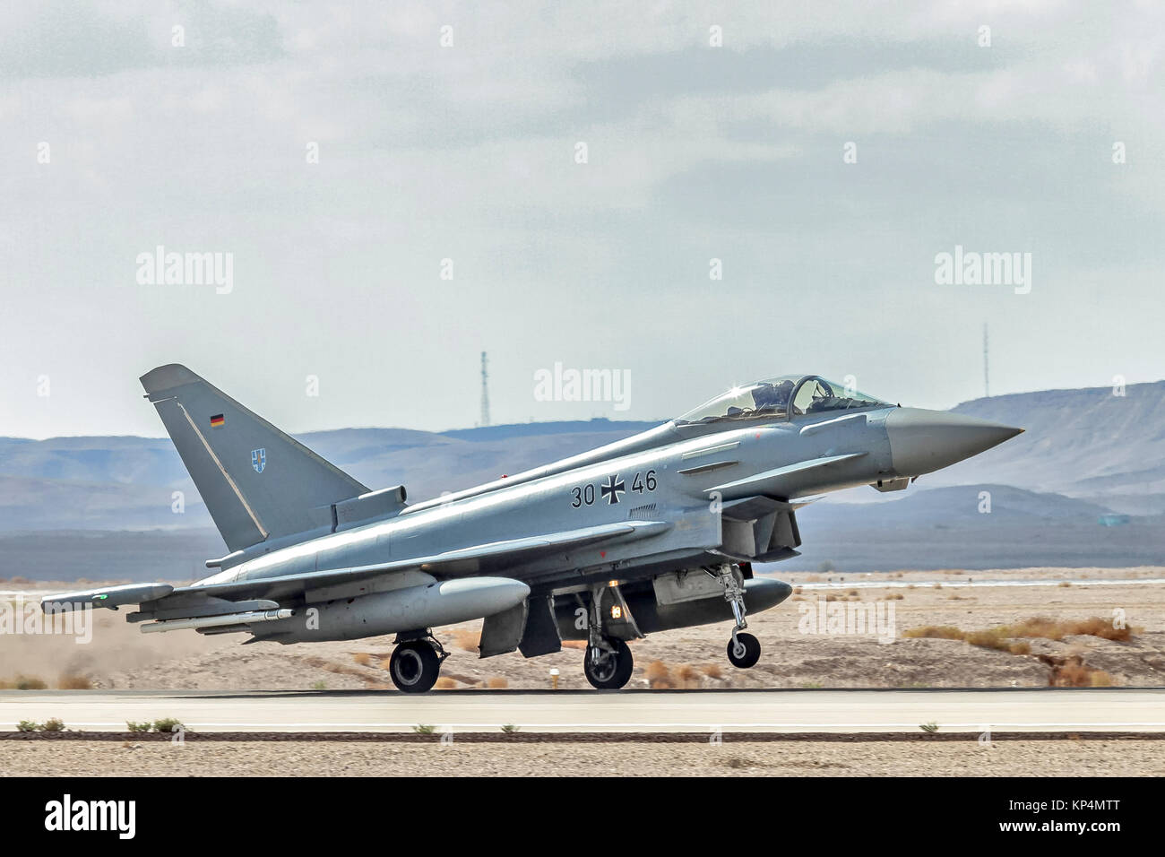 German Air Force, Eurofighter Typhoon EF2000 un twin-motore, canard-ala delta, multirole fighter. Fotografato alla "Blue-Flag" 2017, un internatio Foto Stock
