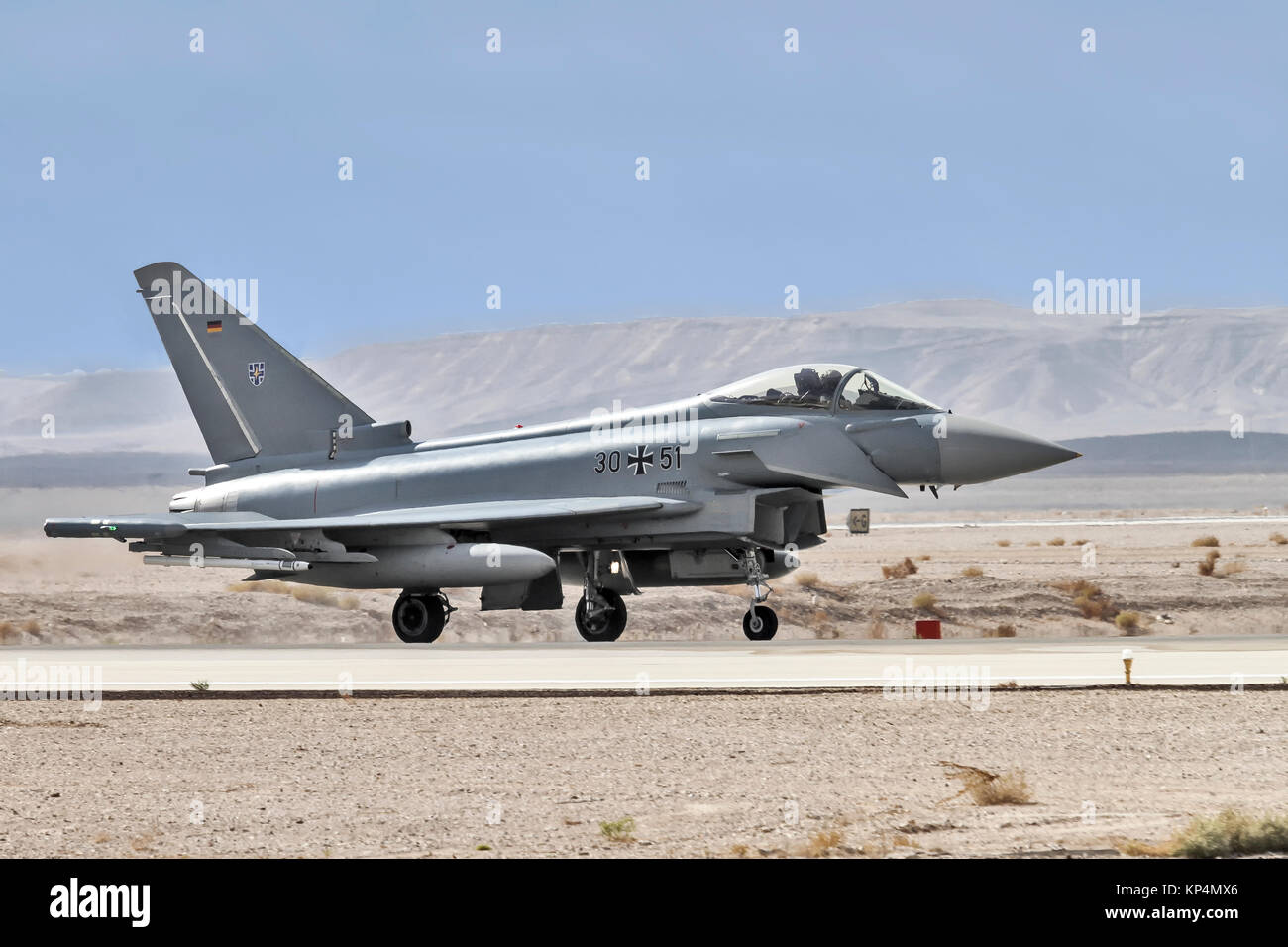 German Air Force, Eurofighter Typhoon EF2000 un twin-motore, canard-ala delta, multirole fighter. Fotografato alla "Blue-Flag" 2017, un internatio Foto Stock