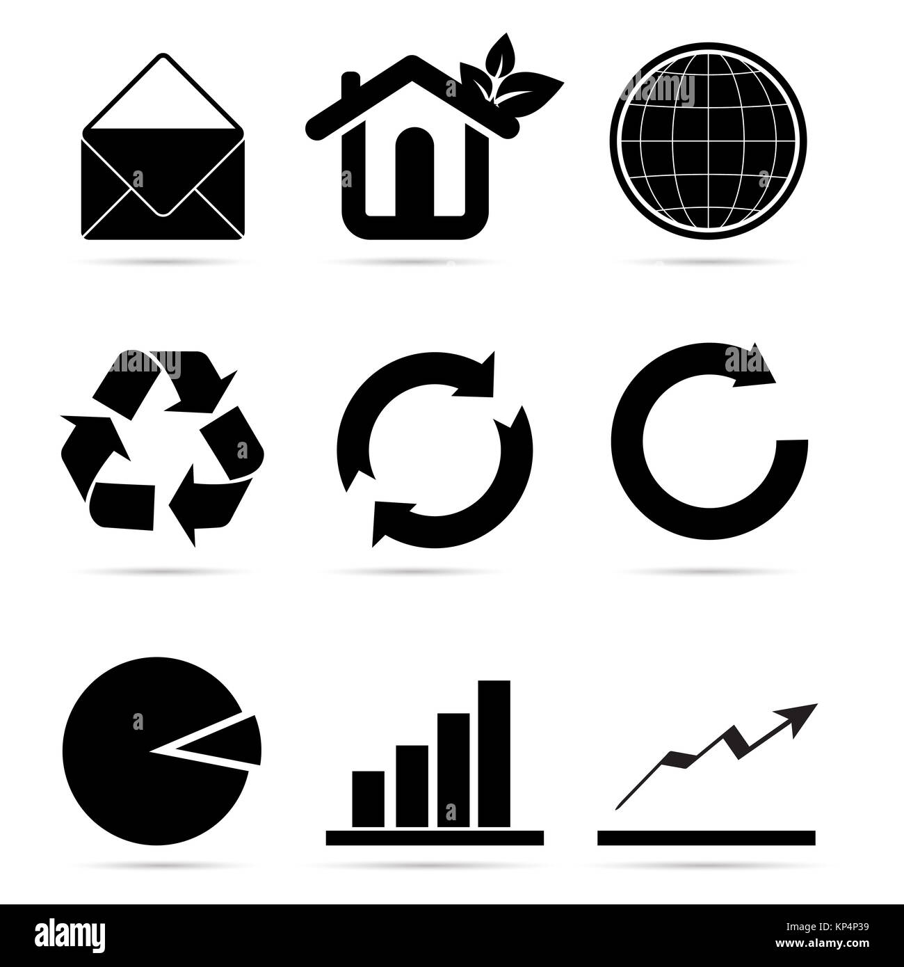 Illustrazione di riciclare le icone su sfondo bianco Foto Stock