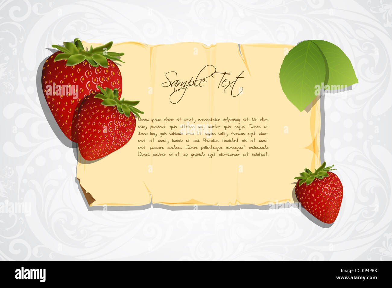 Illustrazione della bella carta di fragola Foto Stock