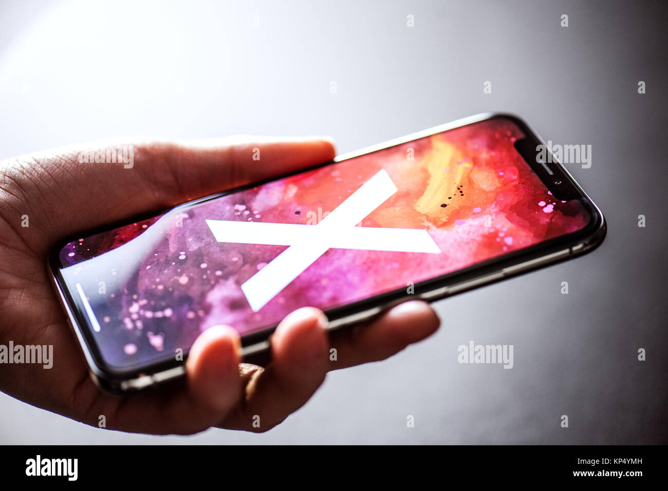 NOVA BANA, Slovacchia - Nov 28, 2017: nuovo Apple iPhone smartphone X. Foto Stock