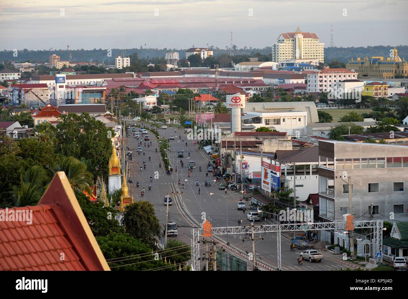 Vista sulla città di Pakse,sud Laos,Asia sud-orientale. Foto Stock