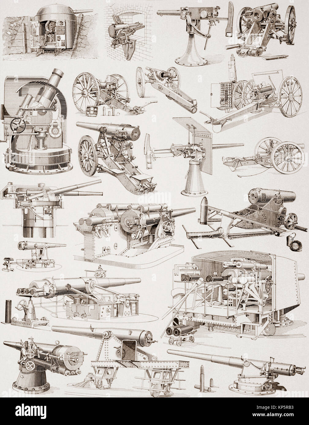 Fine XIX e agli inizi del XX secolo di artiglieria pesante. Da Enciclopedia Ilustrada Segui, pubblicato 1908. Foto Stock