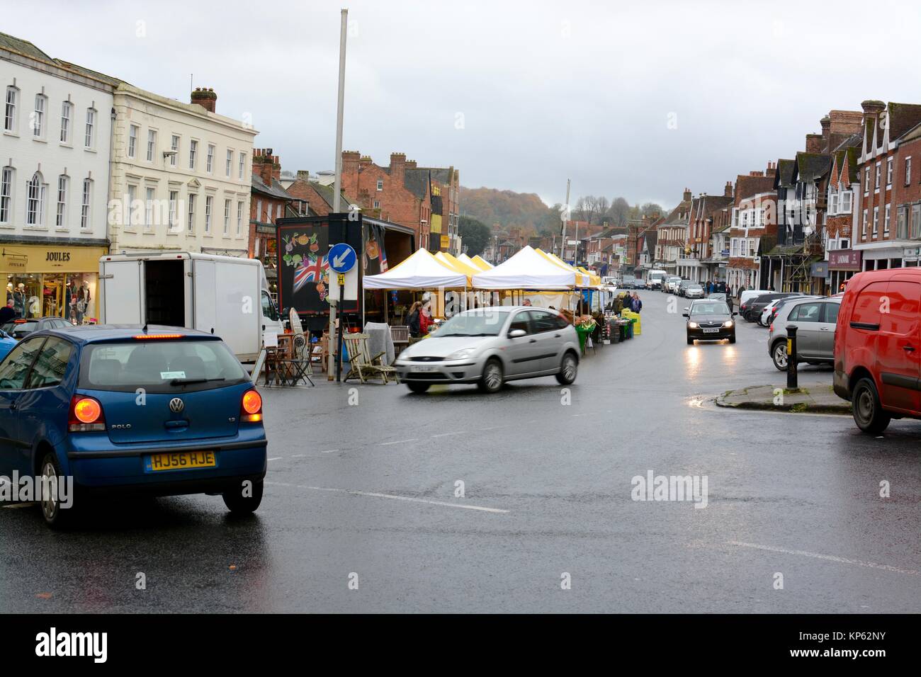 Marlborough centro città sul grigio di un giorno di pioggia Foto Stock