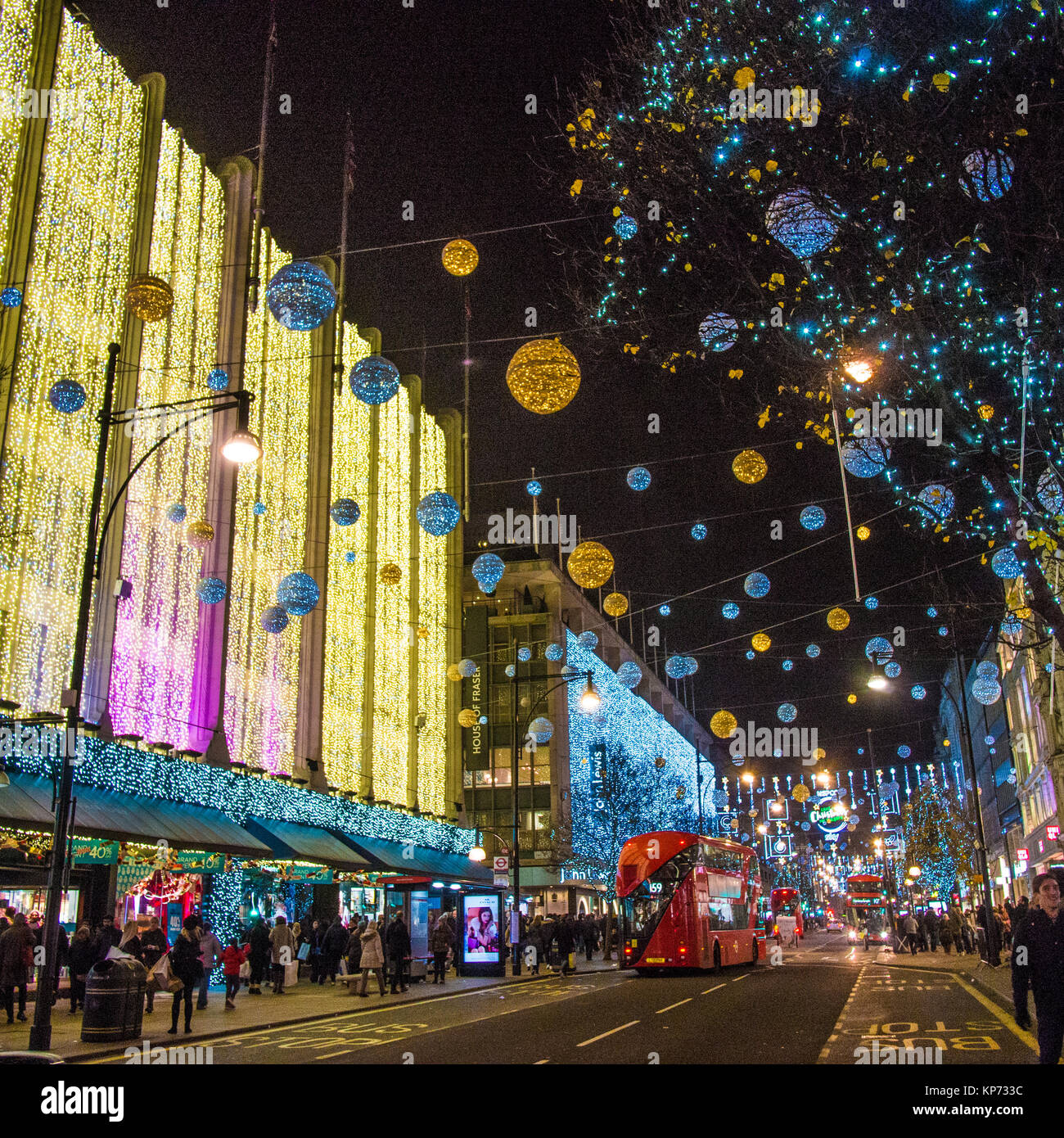 Le luci di Natale a Oxford Street, Londra Foto Stock