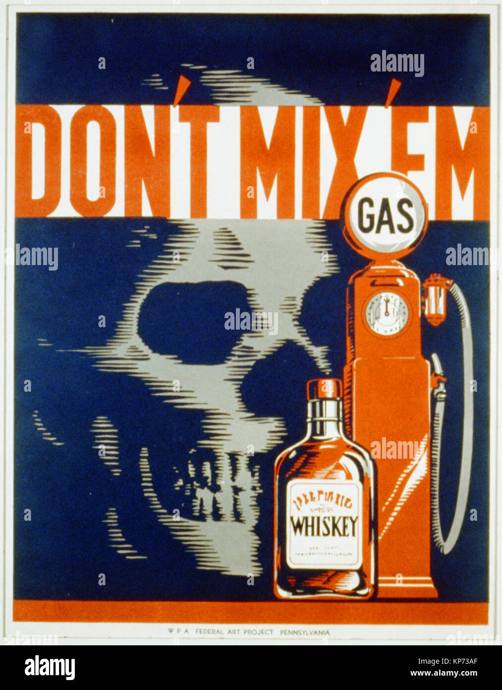 La guida in stato di ebbrezza avvertenza poster creato nel 1936-1937 Foto Stock