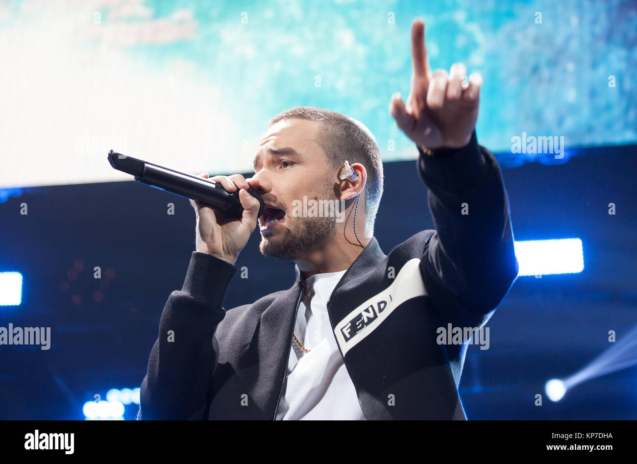 Il cantante Liam Payne esegue a iHeartRadio Jingle Ball 2017. Foto Stock