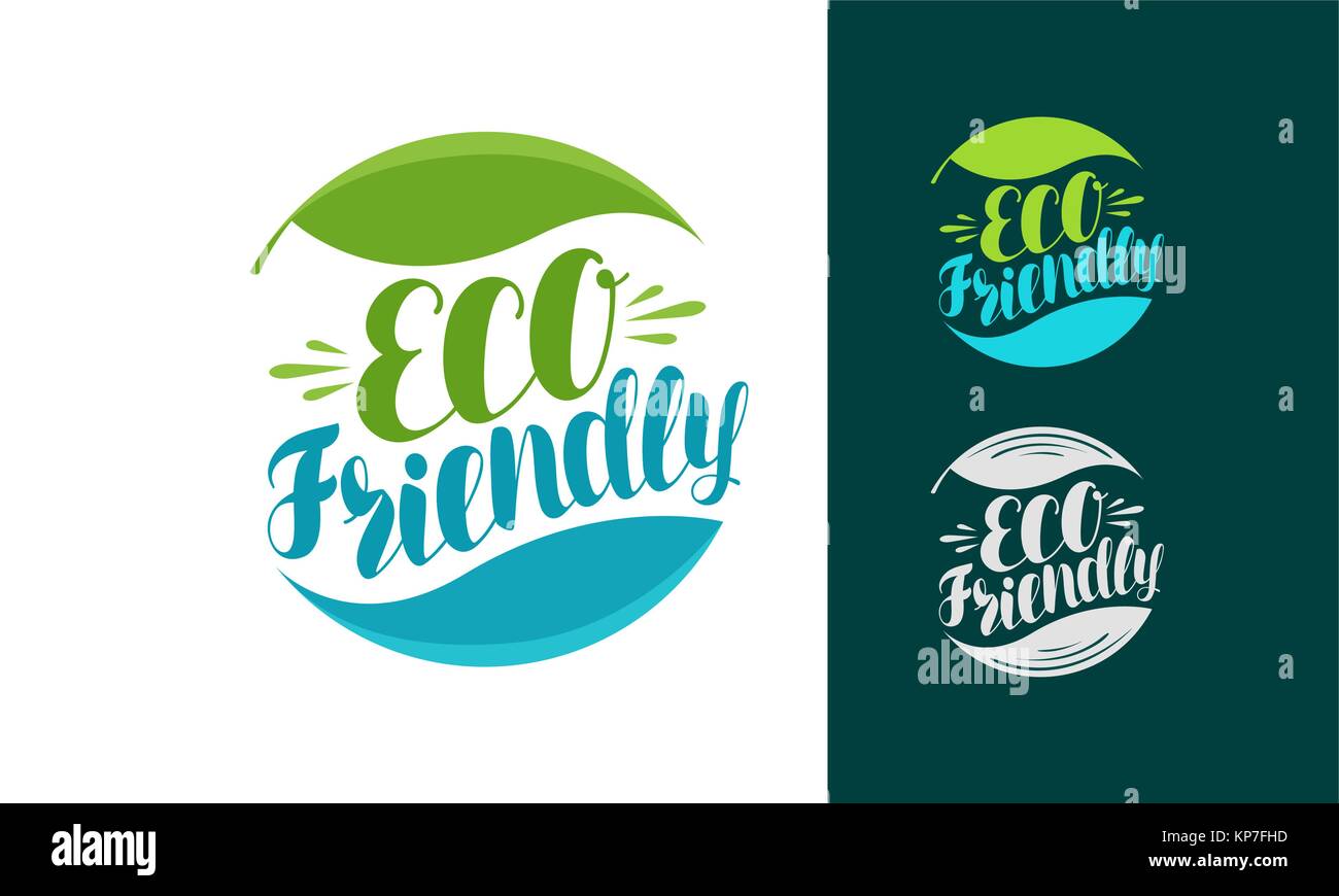 Eco Friendly, logo o etichetta. Bio, icona naturale. Disegno tipografica, illustrazione vettoriale Illustrazione Vettoriale