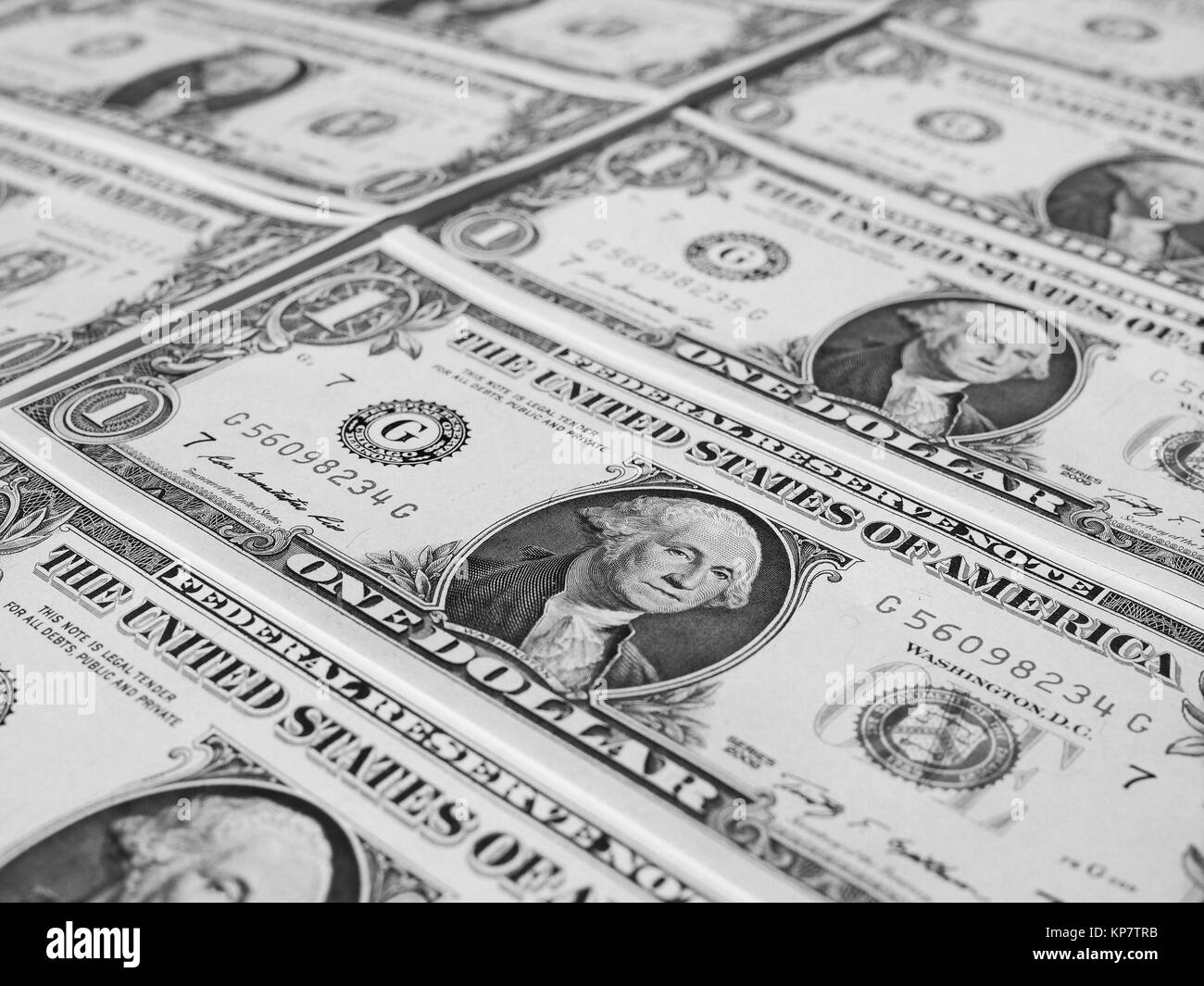 Bianco e nero Dollar note 1 dollaro Foto Stock