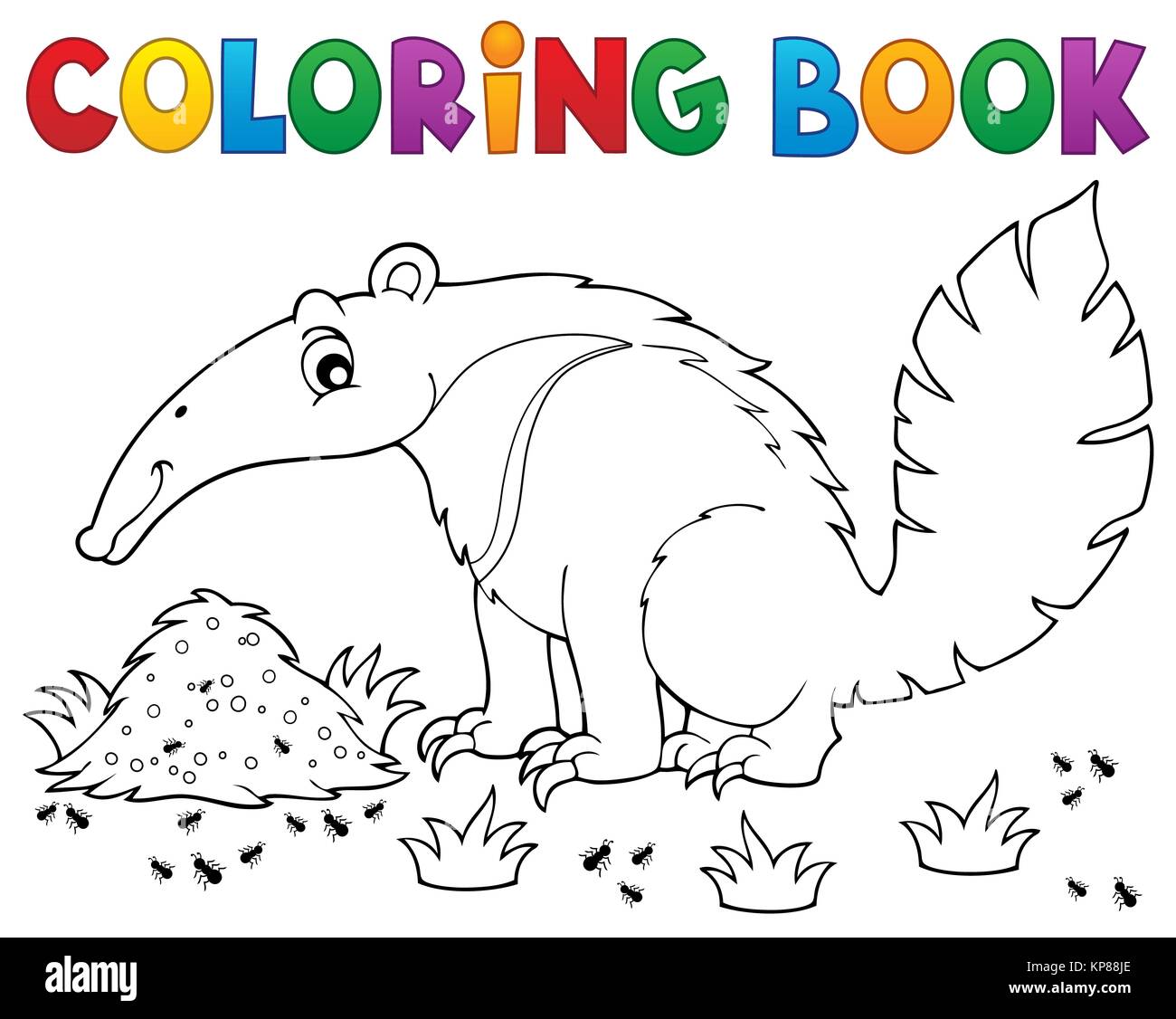 Libro da colorare anteater tema 1 Foto Stock