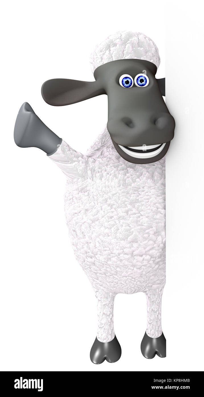 Funny pecore che mostra un giusto spazio vuoto Foto Stock