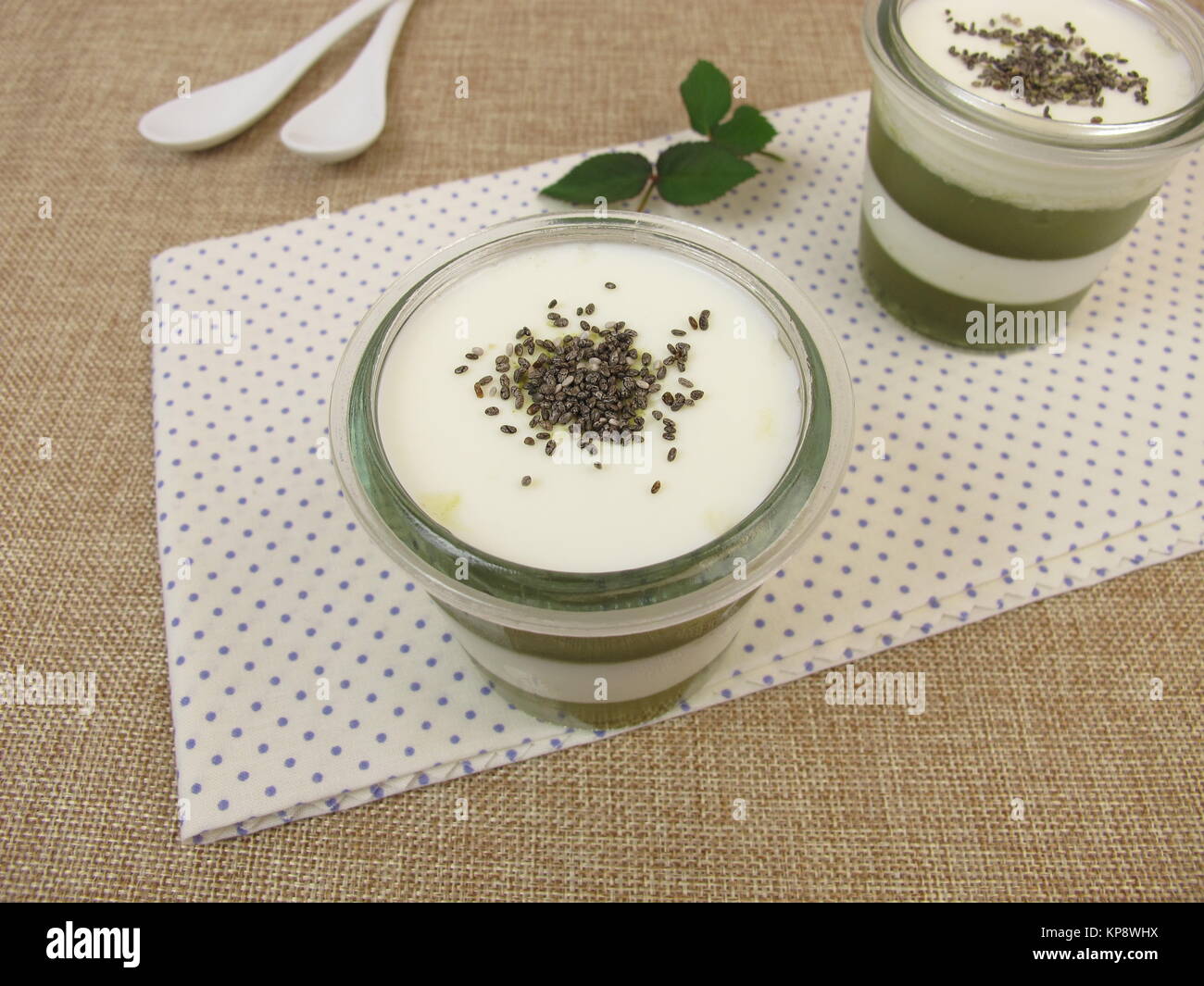 In bellavista frullato verde con matcha,yogurt e chia Foto Stock