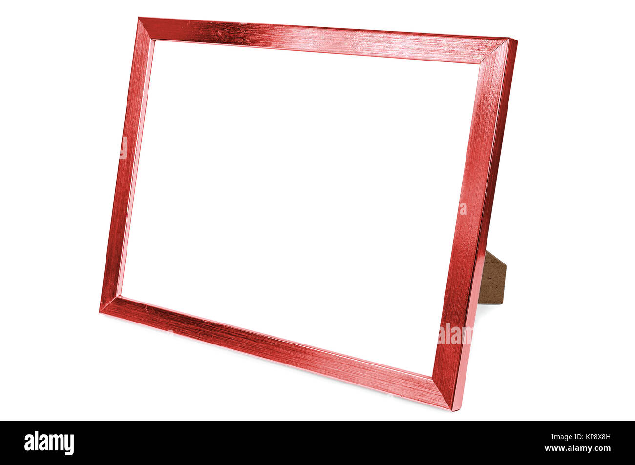 In alluminio rosso cornice foto su sfondo bianco Foto Stock