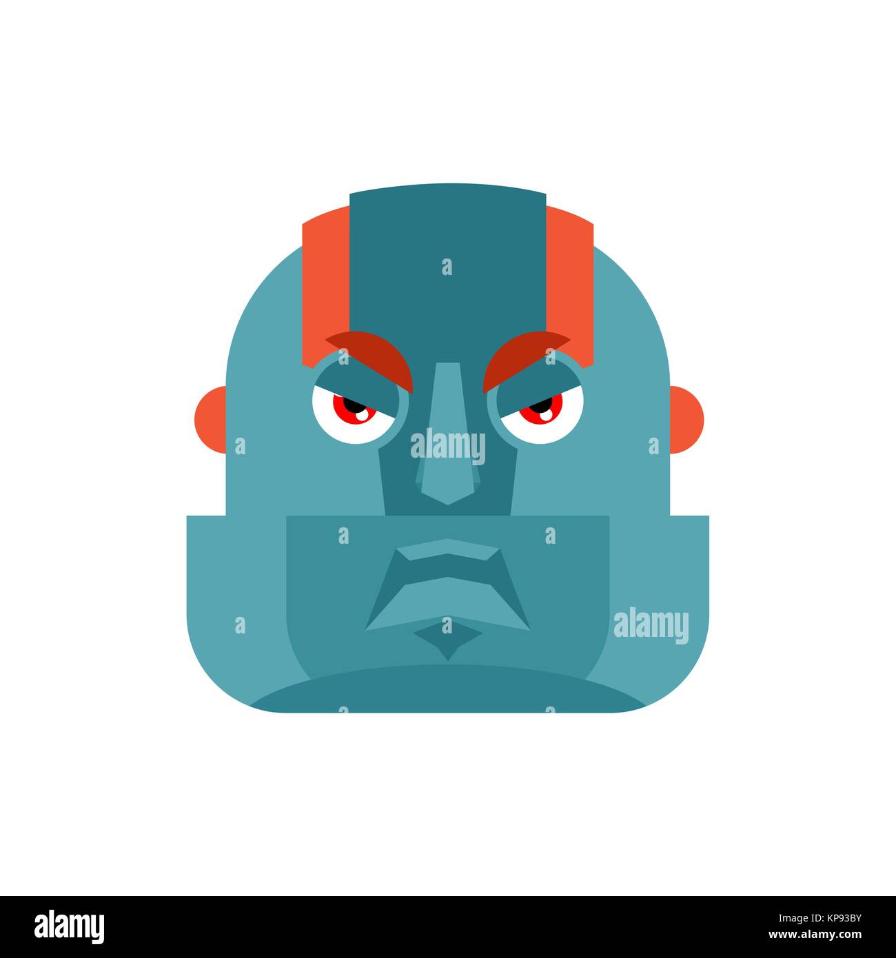 Robot arrabbiato gli Emoji. Cyborg male emozioni avatar. Uomo robotico aggressivo. Illustrazione Vettoriale Illustrazione Vettoriale