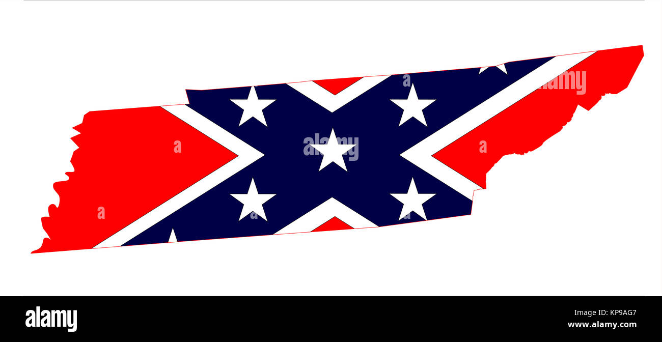 Mappa del Tennessee e Bandiera Confederate Foto Stock