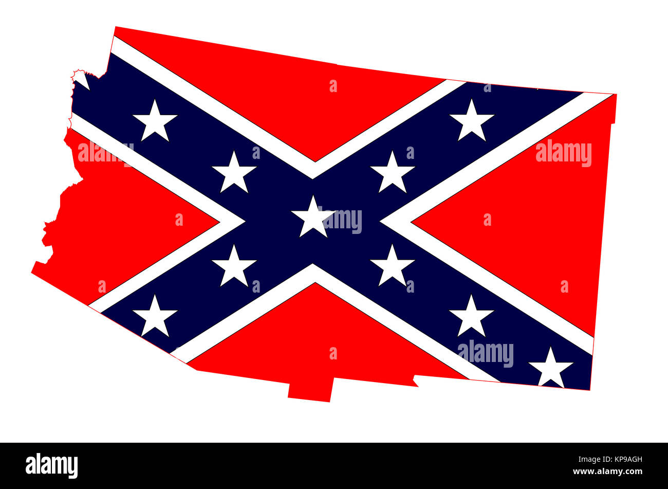 Mappa di Arizona e Bandiera Confederate Foto Stock