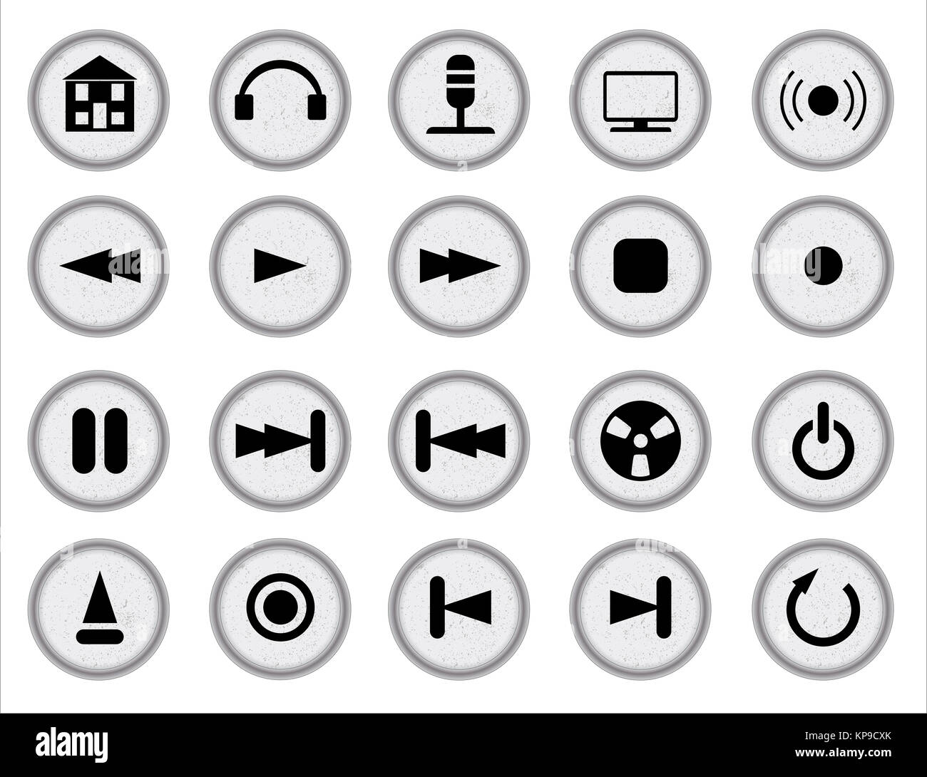 Audio Web Icon Set Foto Stock