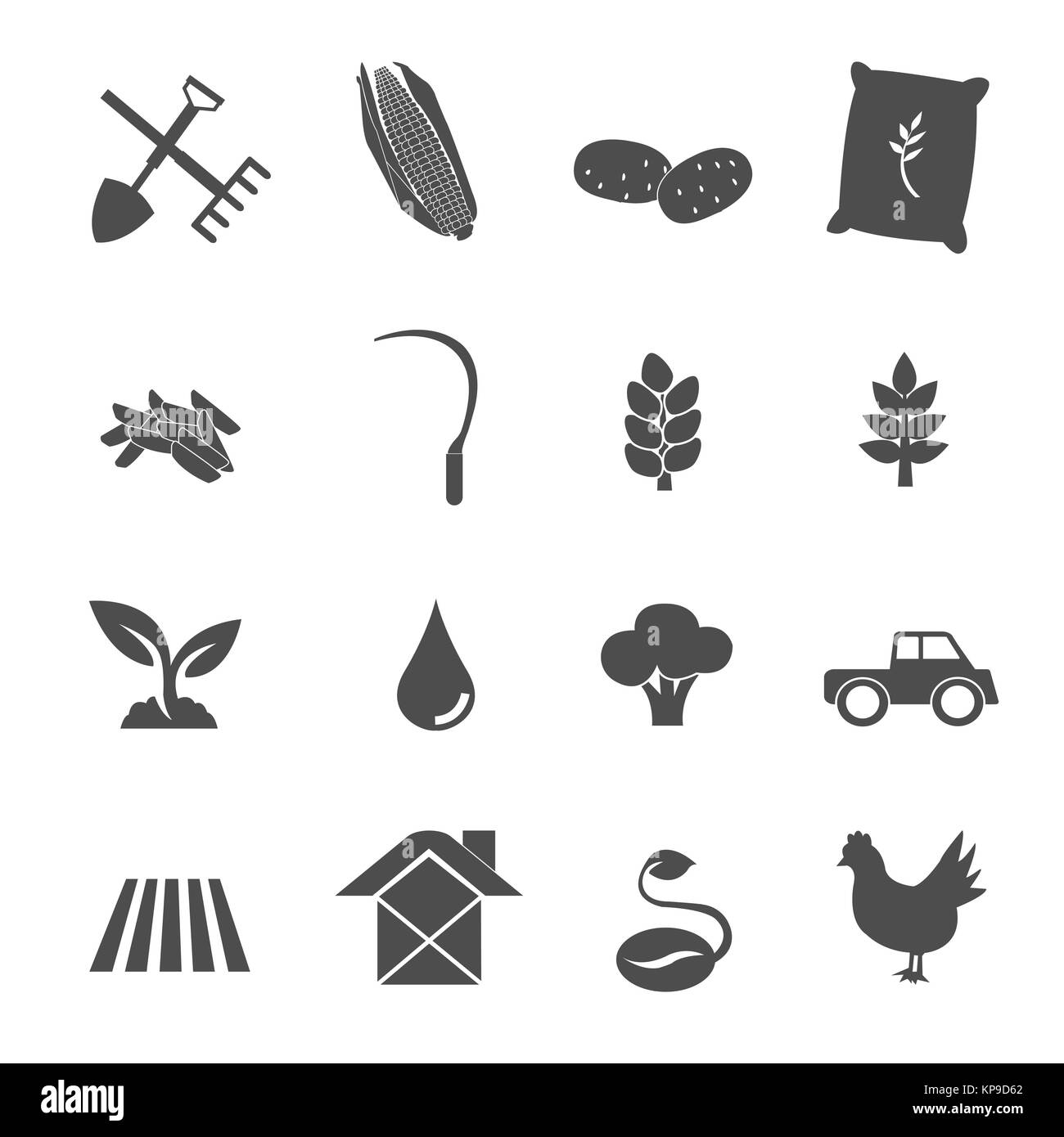 le icone agricole e agricole impostano il vettore Foto Stock