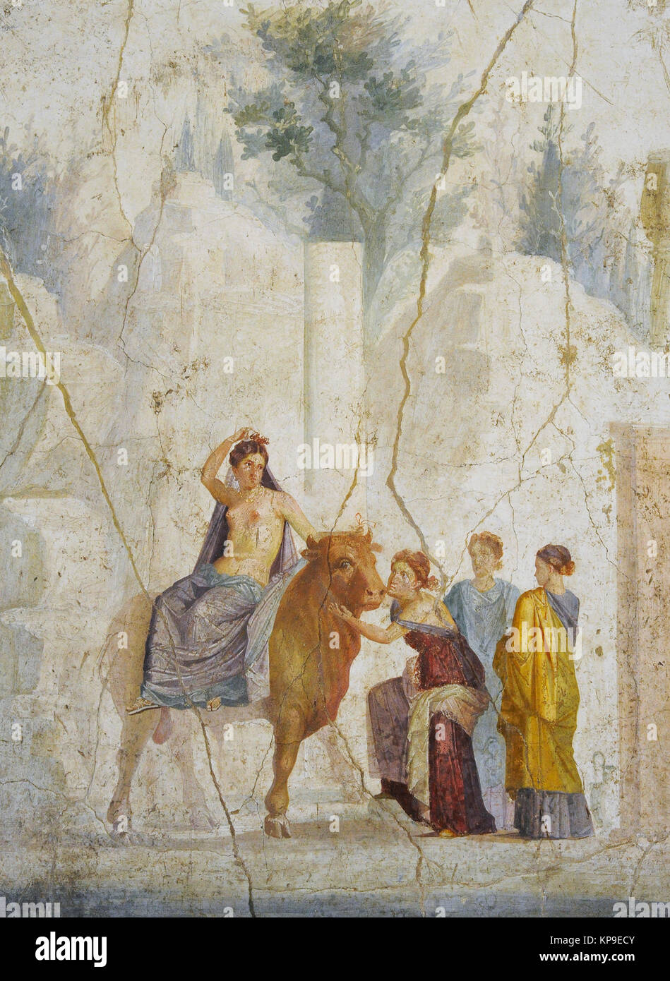 Affresco raffigurante il rapimento di Europa. Attribuito al Maestro Chiaro. I secolo d.c. Quarto stile pompeiano (45-79). Pompei. Museo Archeologico Nazionale. Napoli. L'Italia. Foto Stock