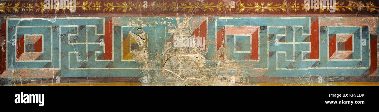 Affresco romano raffigurante un meandro. Villa dei Papiri. Ercolano. Museo Archeologico Nazionale. Napoli. L'Italia. Foto Stock