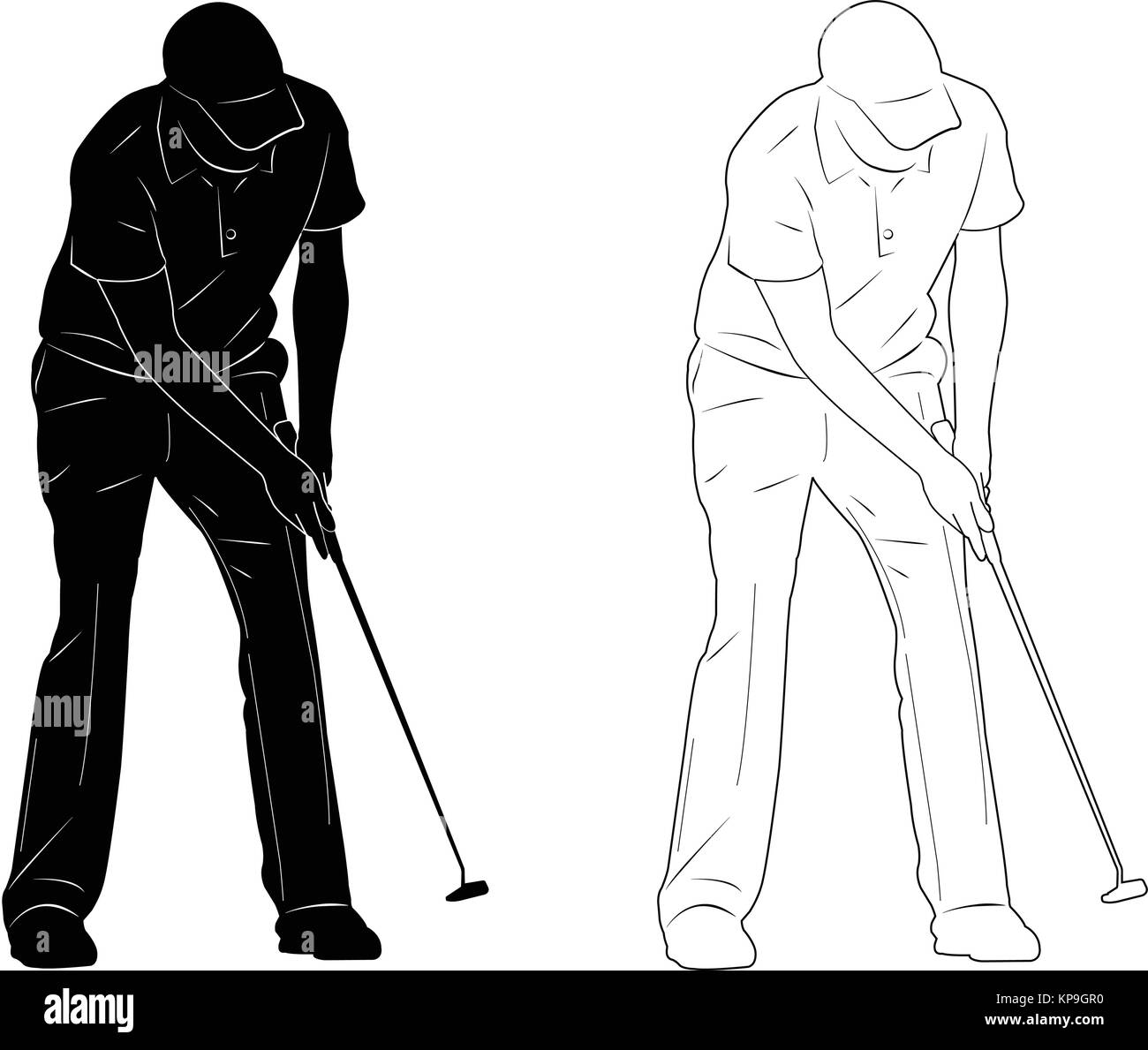 Giocatore di golf silhouette - vettore Illustrazione Vettoriale