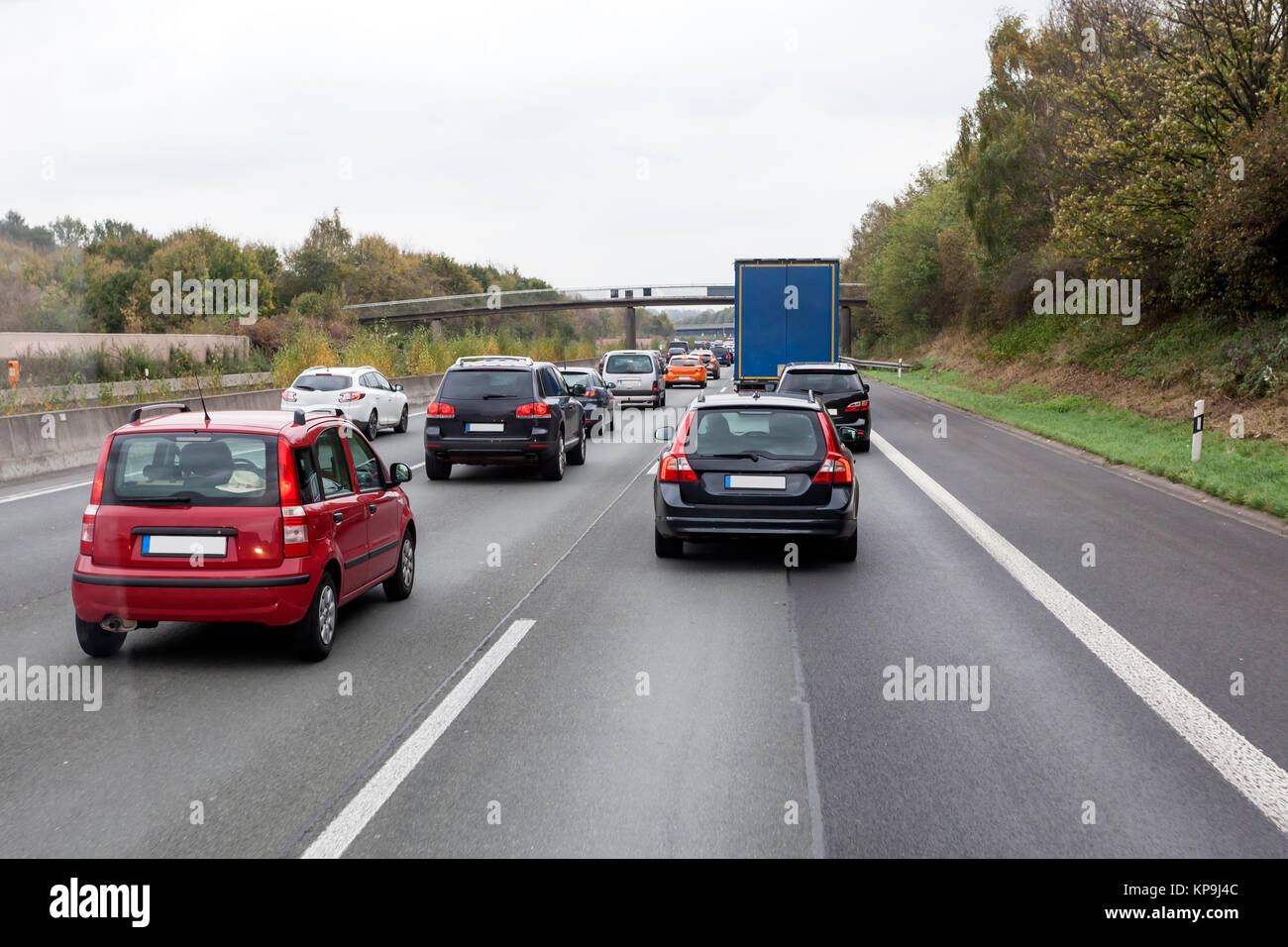 Inceppamento di traffico al german autostrada (Autobahn) Foto Stock