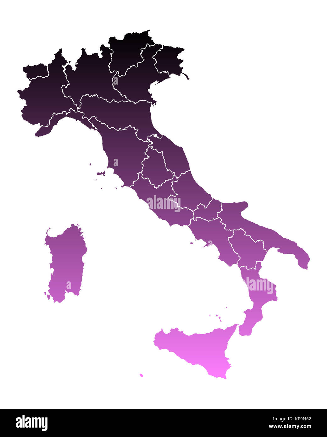 Mappa di Italia Foto Stock