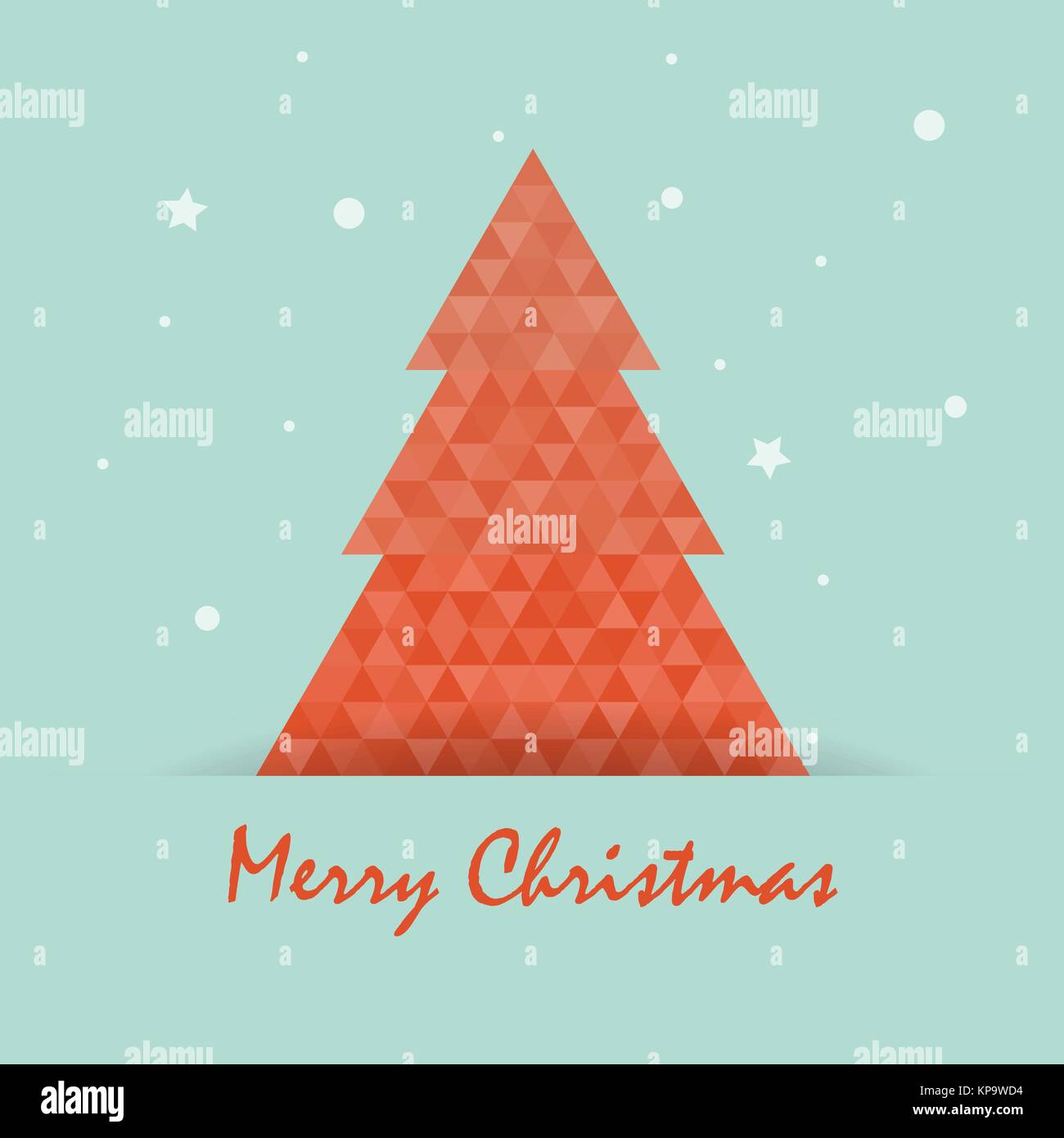 Cartolina di Natale template con albero di natale .Merry Christmas tipografici ed elementi di design. Illustrazione Vettoriale. Illustrazione Vettoriale