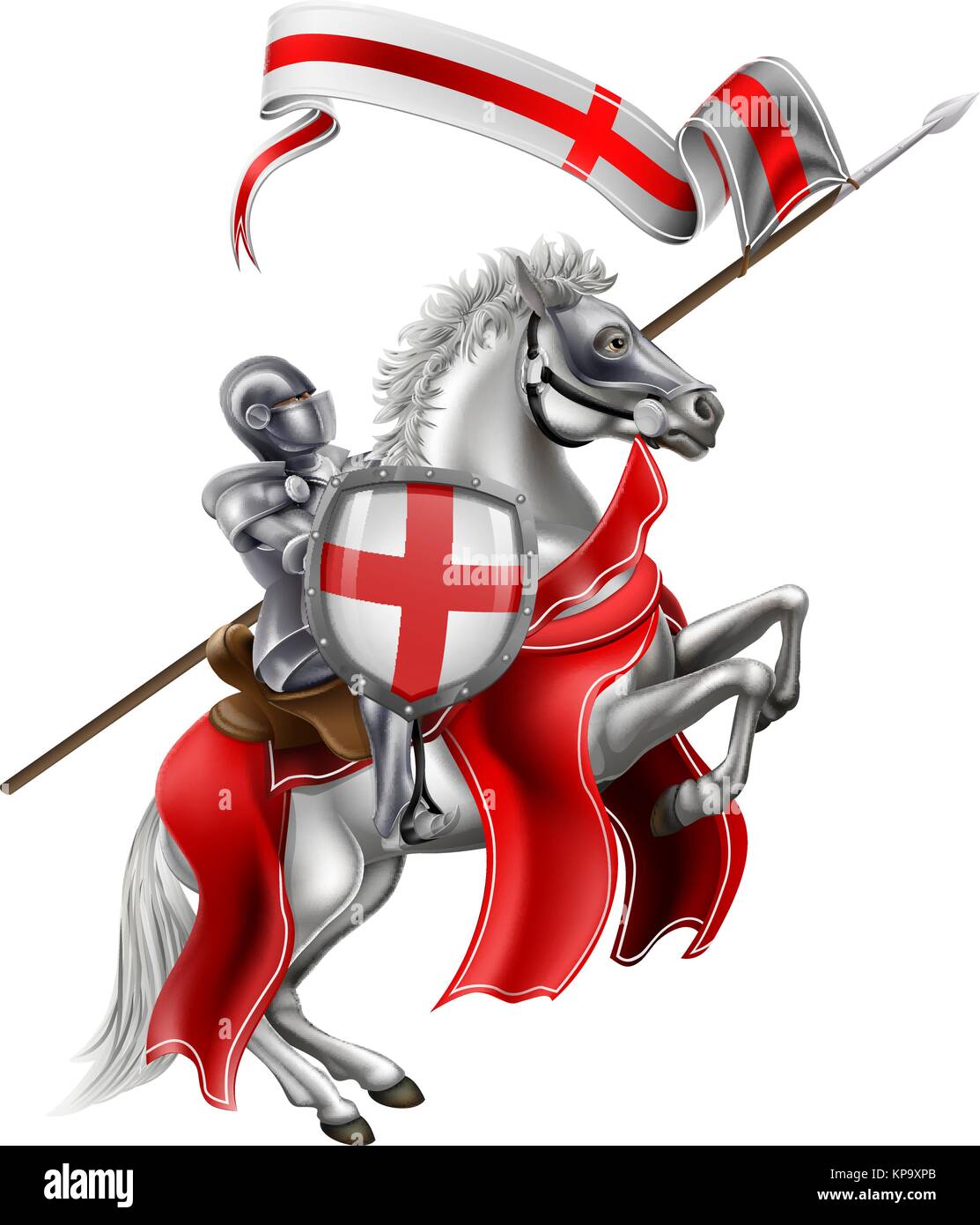 Saint George cavaliere medievale a cavallo Illustrazione Vettoriale