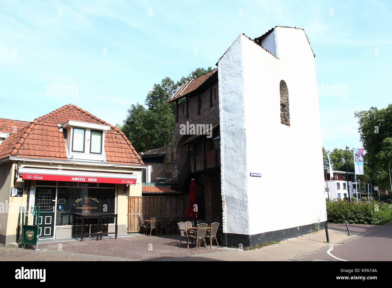 Parti della medioevale città occidentali parete circondante Harderwijk, Paesi Bassi Foto Stock