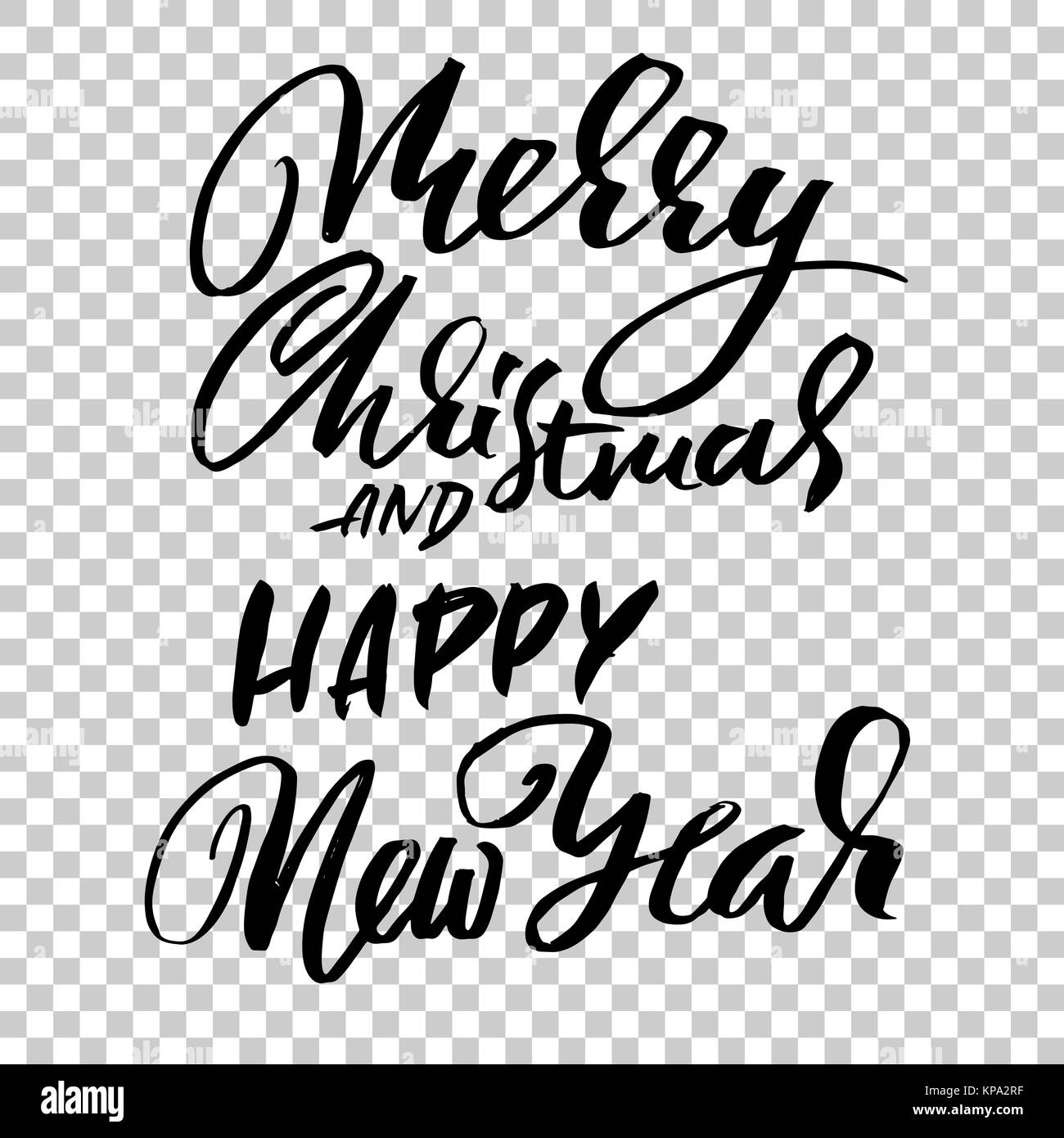 Buon Natale e Felice Anno Nuovo. Holiday moderno pennello asciutto lettering inchiostro per biglietto di auguri. Illustrazione Vettoriale. Illustrazione Vettoriale