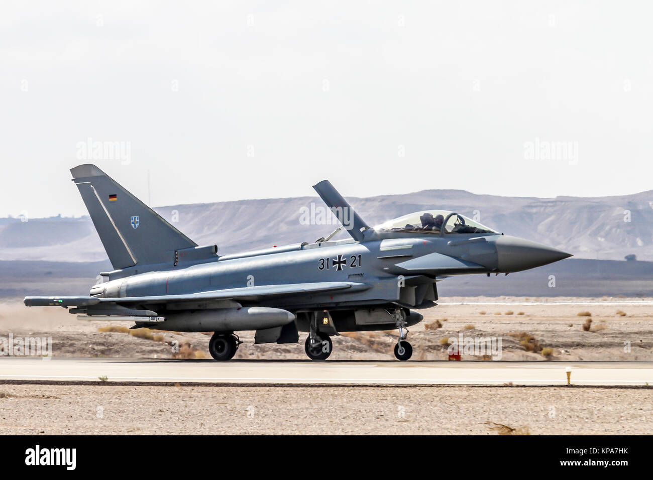 German Air Force, Eurofighter Typhoon EF2000 un twin-motore, canard-ala delta, multirole fighter. Fotografato alla "Blue-Flag" 2017, un internatio Foto Stock