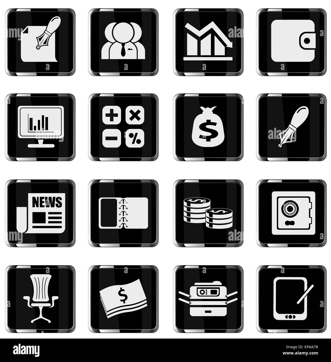 Affari e Finanza Web icone Foto Stock