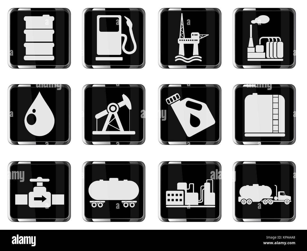 Olio e benzina industria icone di oggetti Foto Stock