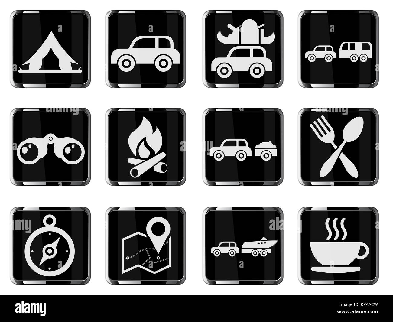 Turismo e Viaggi icone Foto Stock