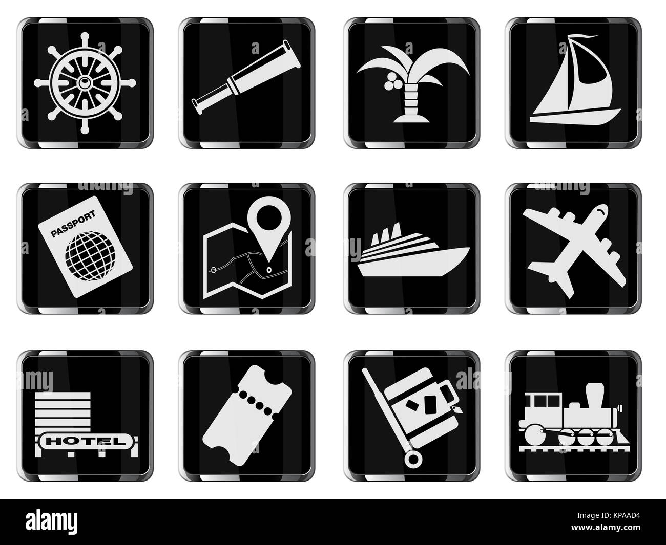 Turismo e Viaggi icone Foto Stock