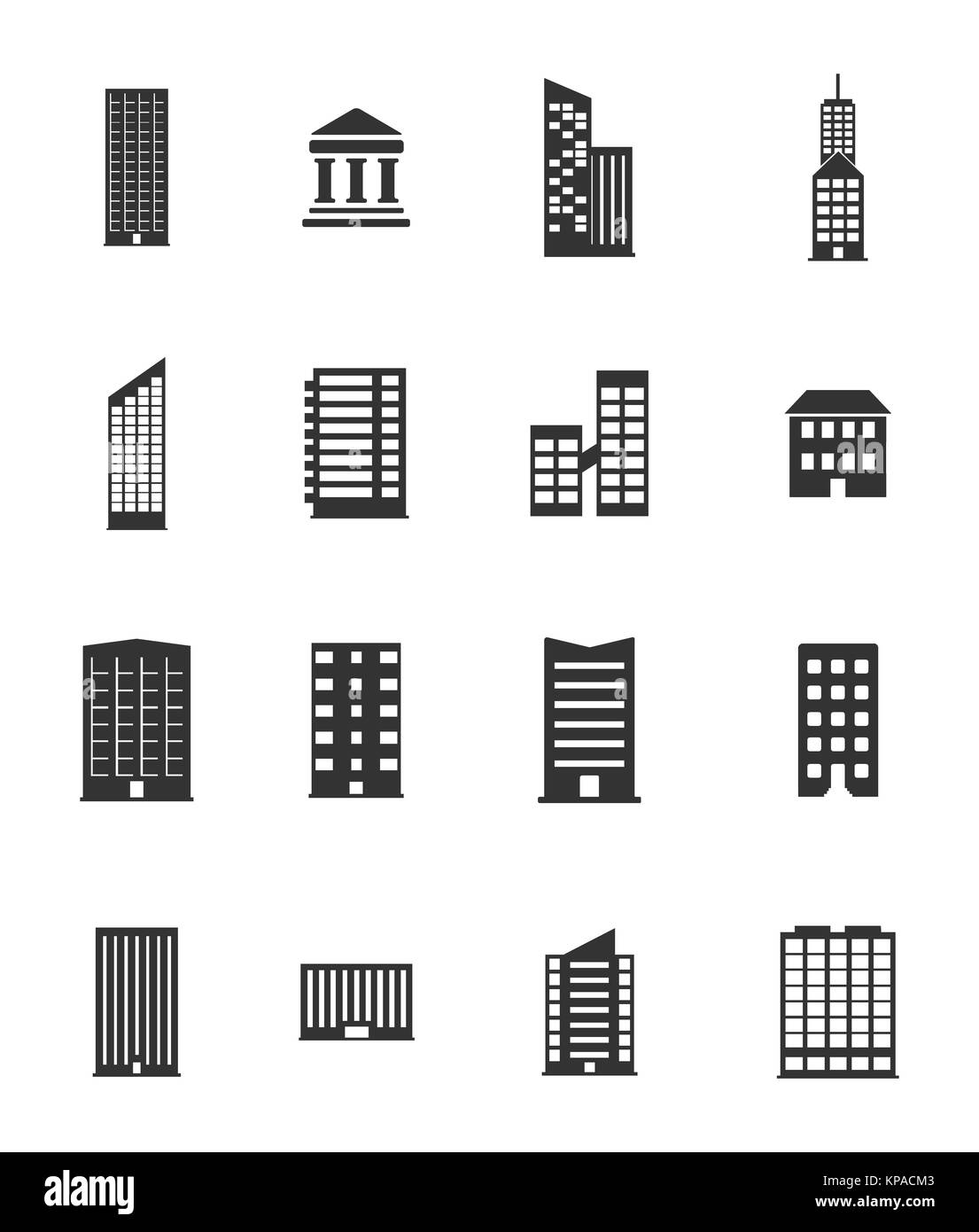 Edifici di set di icone Foto Stock