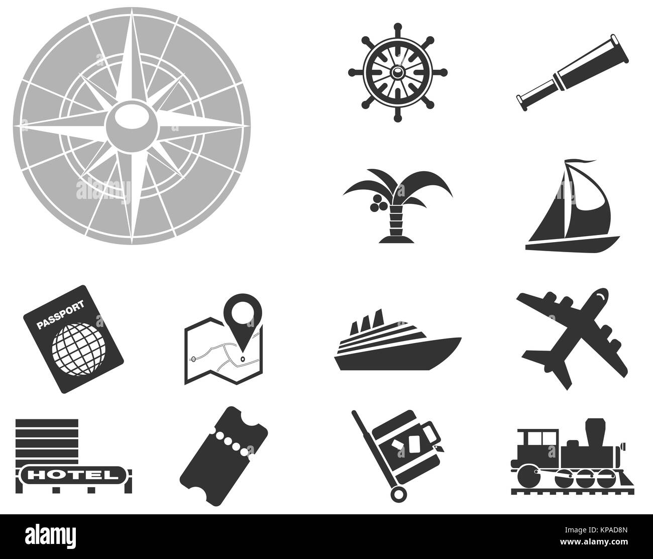 Turismo e Viaggi icone Foto Stock