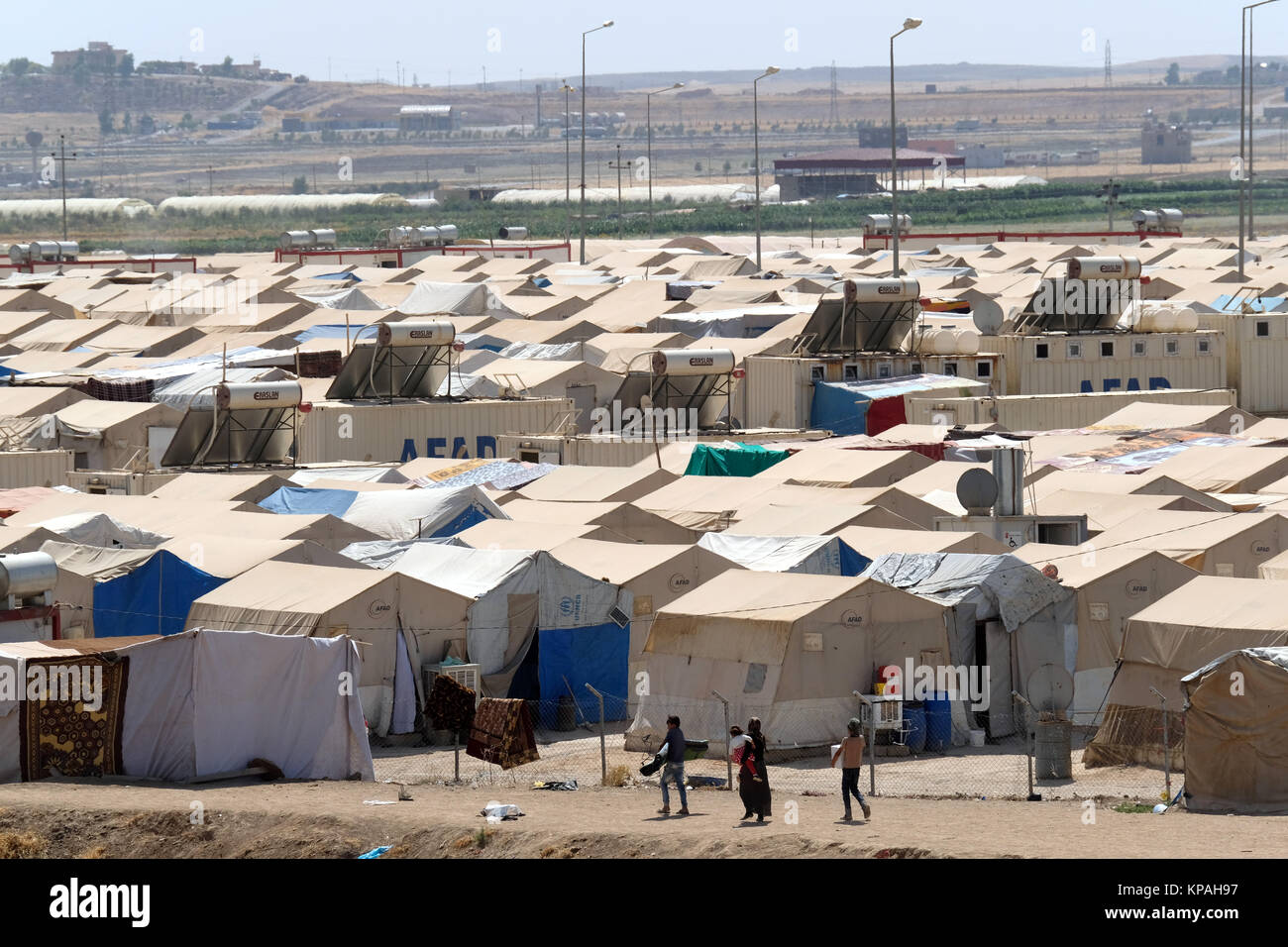 Sharya camp per Yazidi IDP persone internamente sfollate nei pressi di Duhok, nell Iraq del nord, regione del Kurdistan in Iraq Foto Stock