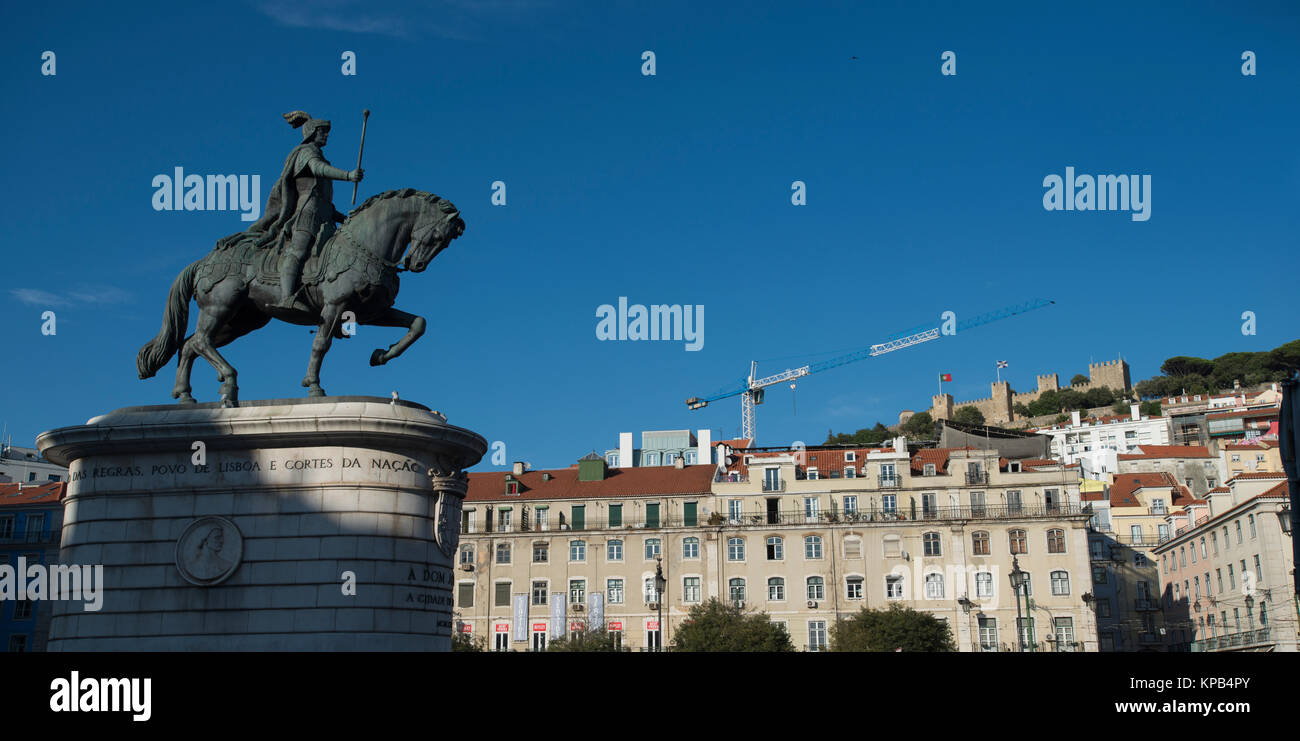 Statua di Dom Joao io a Lisbona, Portogallo Foto Stock