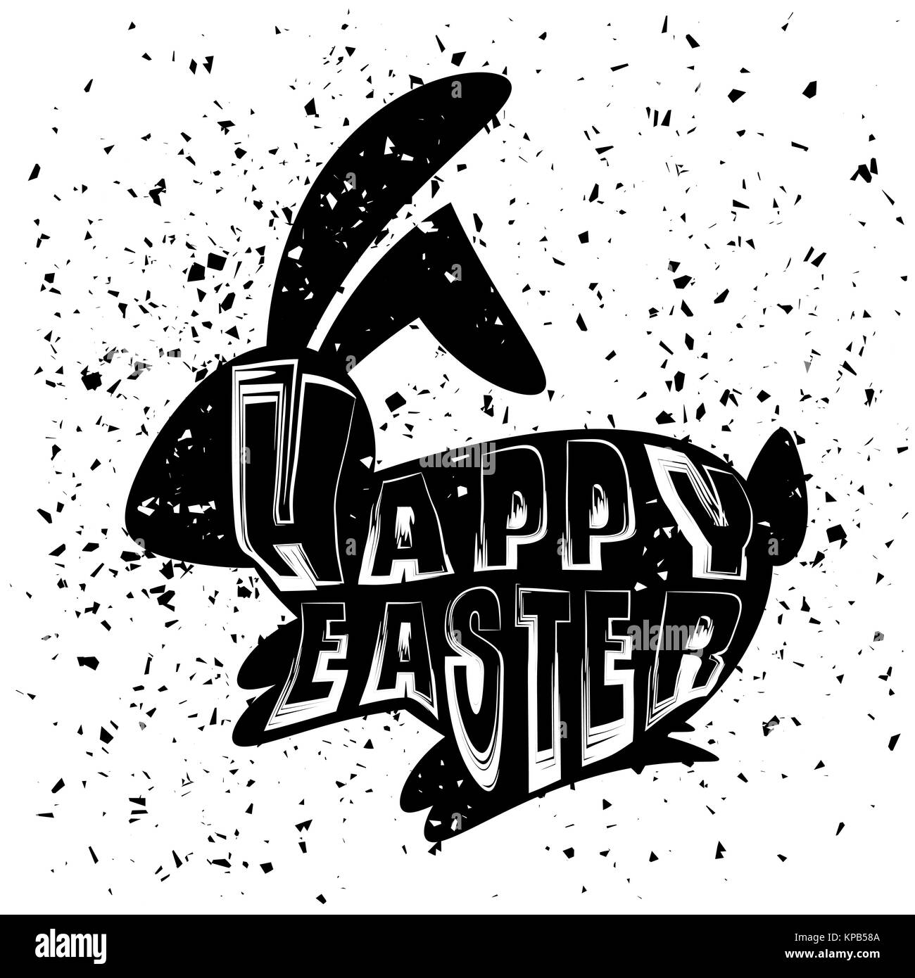 Coniglio positivo Bunny Silhouette. Felice Pasqua Banner Illustrazione Vettoriale