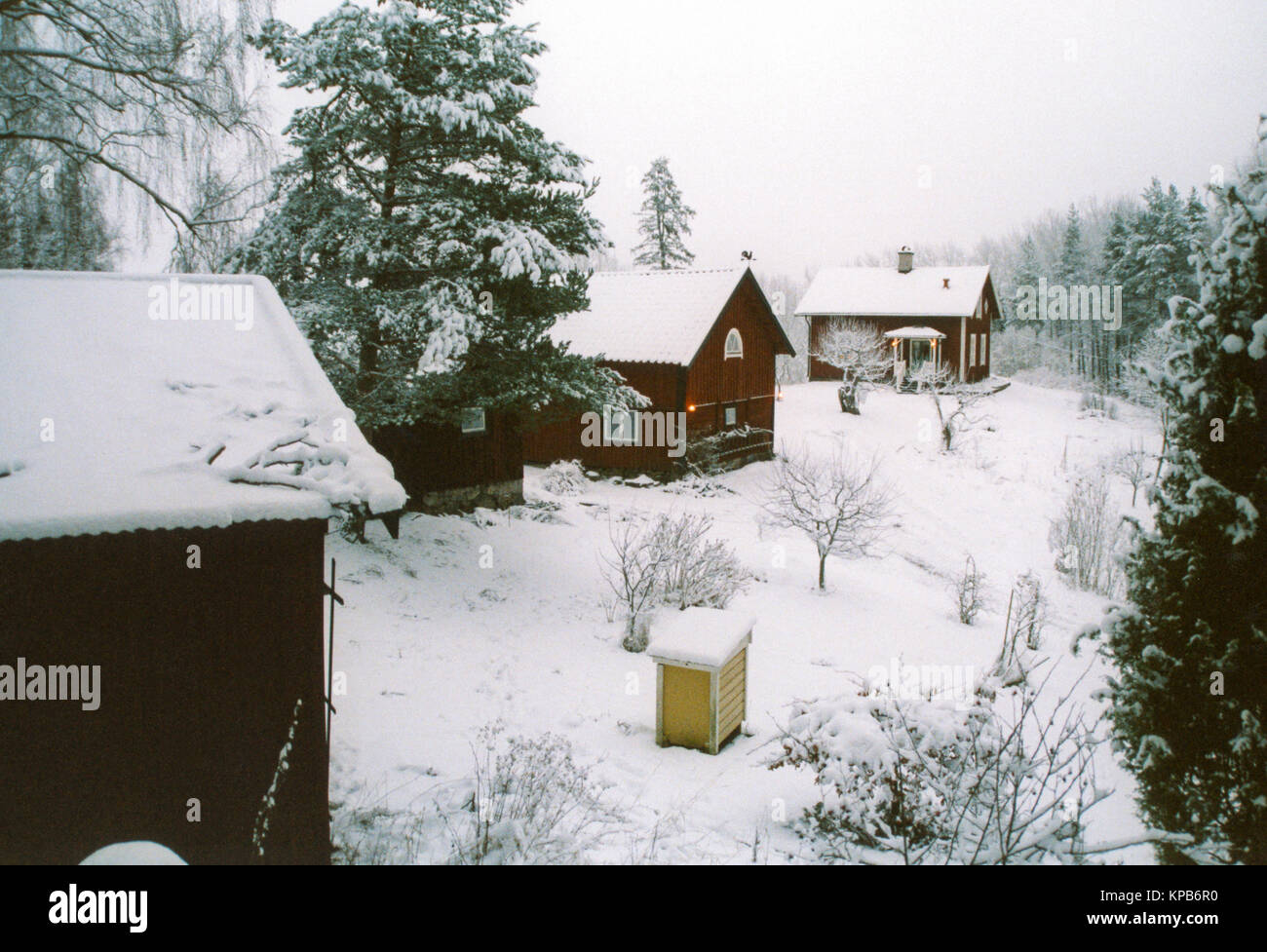 Fattoria piccola casa nella stagione invernale 2015 Foto Stock