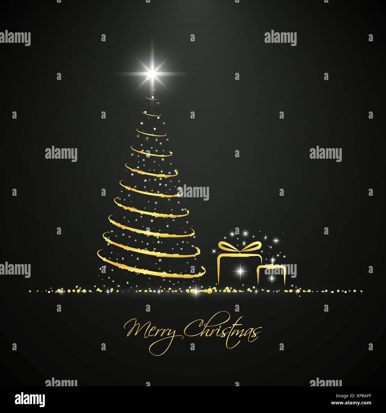 Abstract golden albero di natale. Merry Christmas greeting card modello di progetto Illustrazione Vettoriale