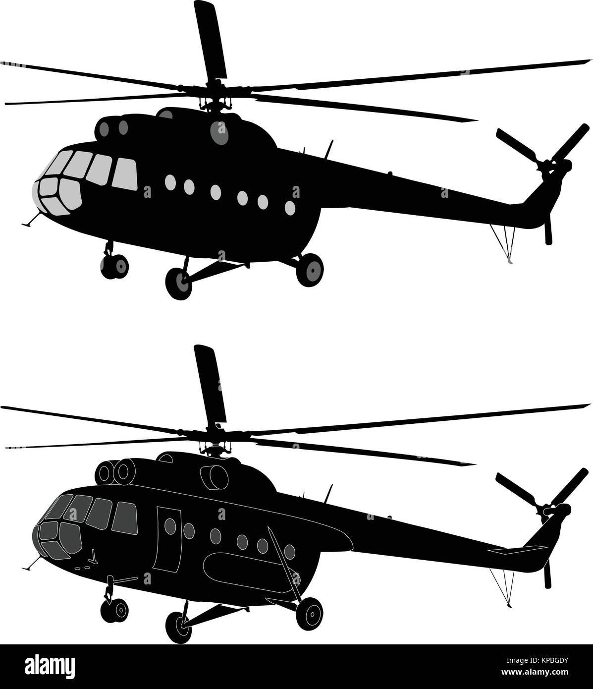 Silhouette di russo Mi-8 elicottero - vettore Illustrazione Vettoriale