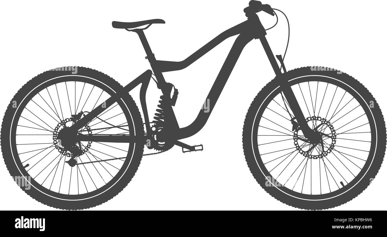 Discesa in bicicletta Silhouette - Vista laterale - Illustrazione Vettoriale Illustrazione Vettoriale