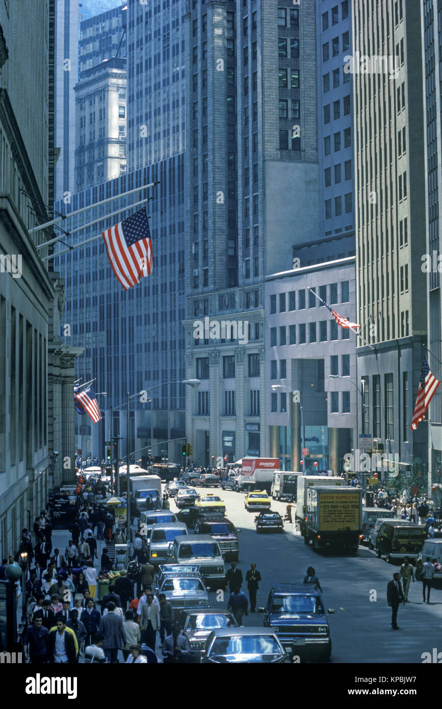 Storico 1987 BROAD STREET MANHATTAN NEW YORK CITY USA Foto Stock