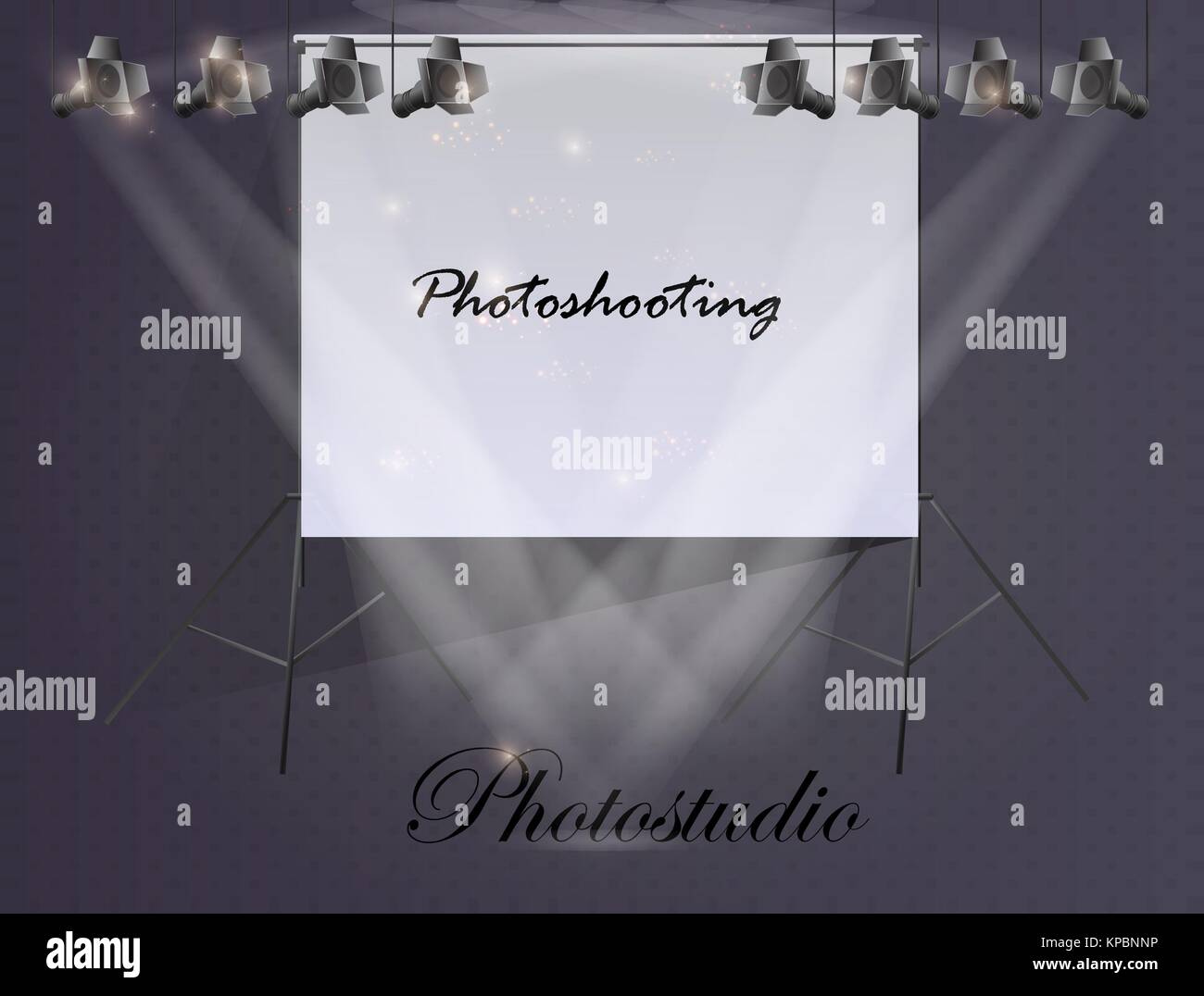 Photoshooting. Attrezzature fotografiche. Photostudio. Illustrazione Vettoriale