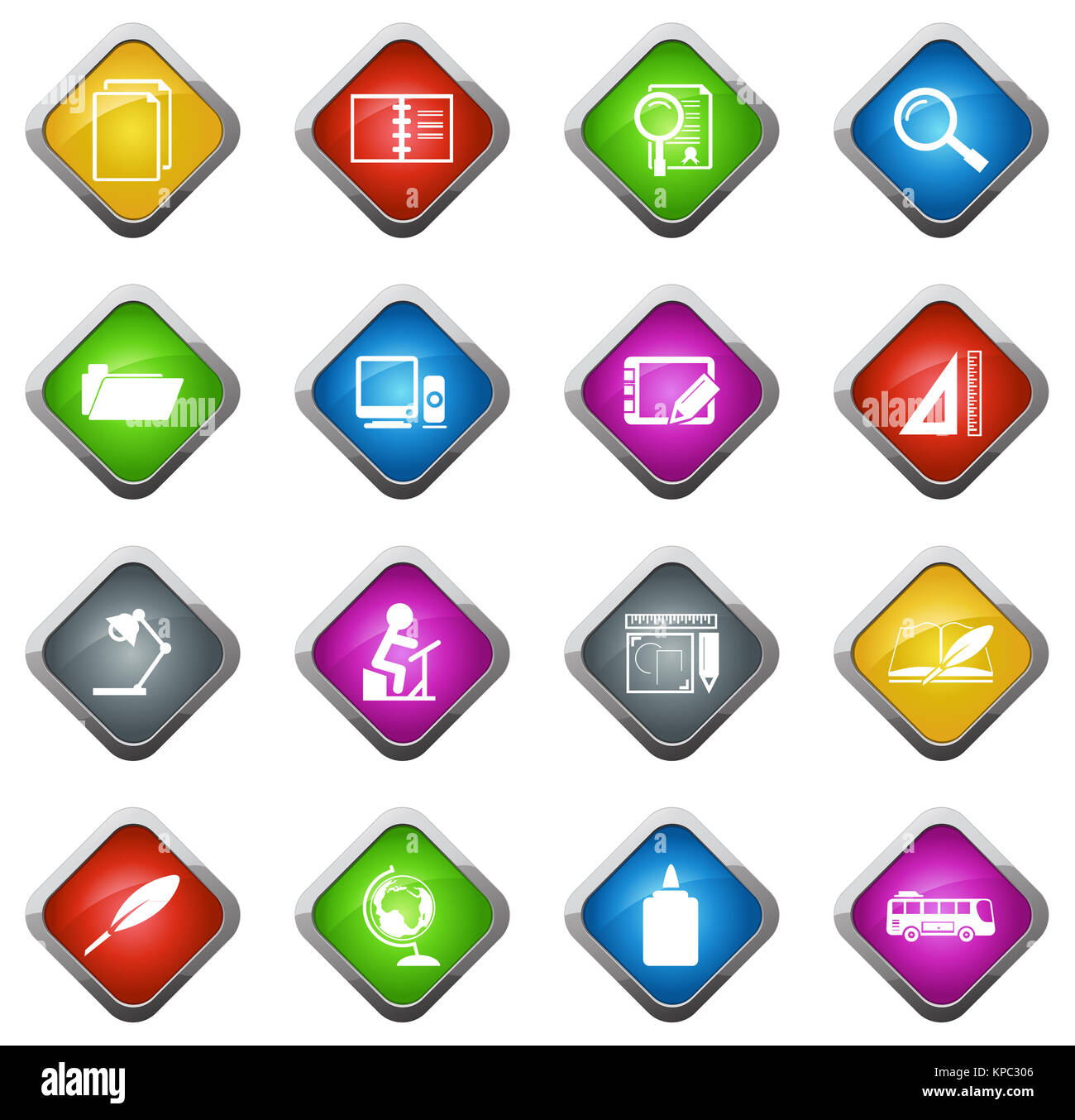 Scuola di set di icone Foto Stock