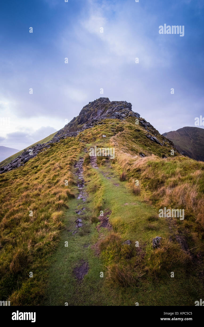 Mynydd Drws-y-Coed sul Nantlle Ridge Mountain Range, Parco Nazionale di Snowdonia, Wales, Regno Unito Foto Stock