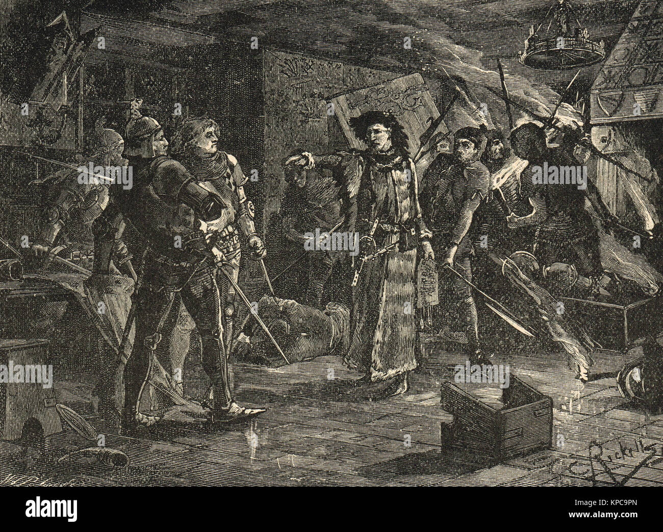 L arresto dei cospiratori, Epifania rising, Cirencester, 1400 Foto Stock